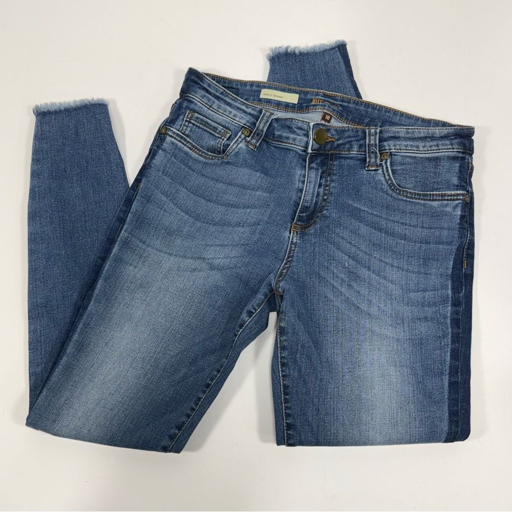 Raw Hem Medium Wash Kut from the Kloth Blue‎ Skinny Ankle Jeans Size 10